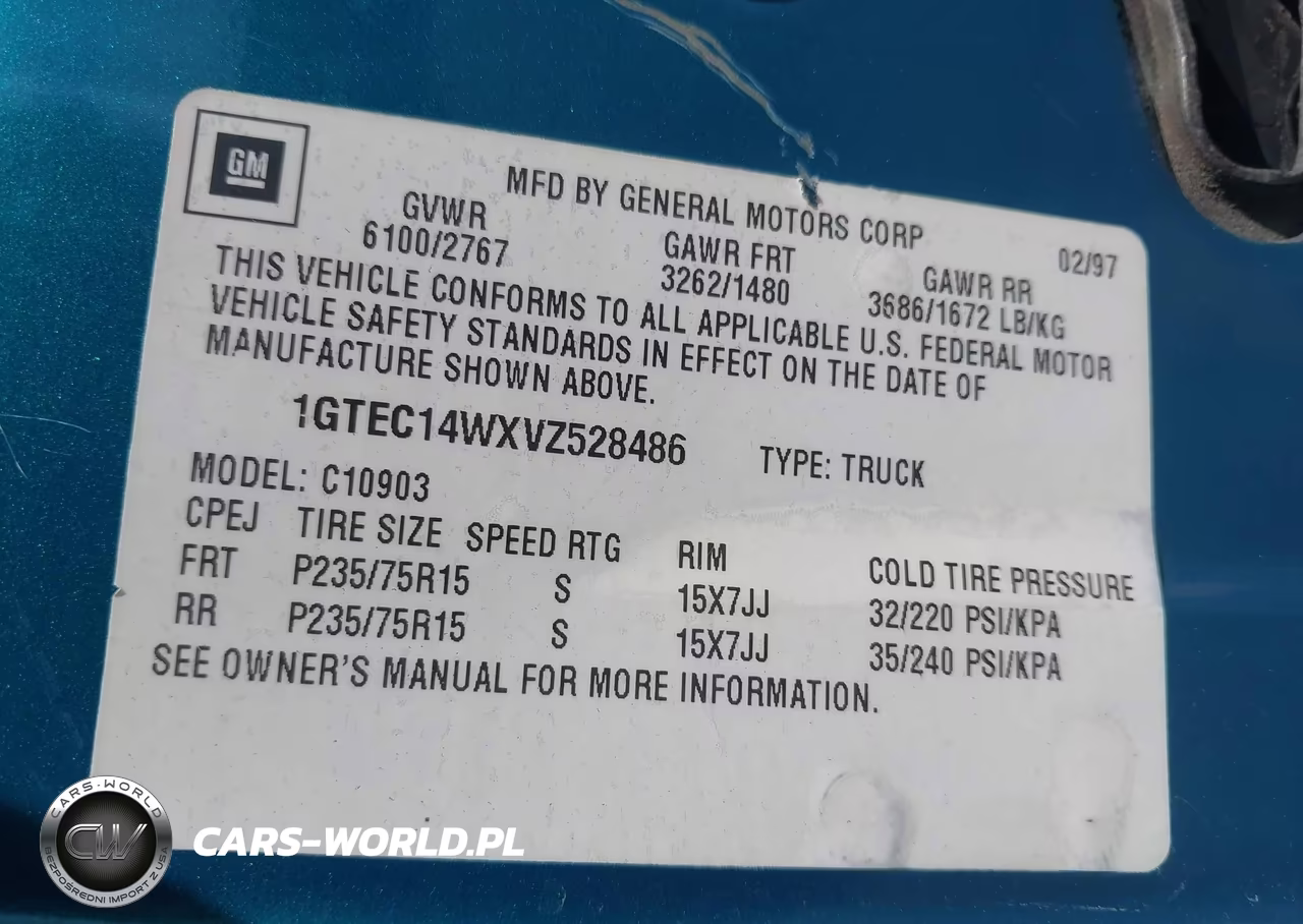 1997 GMC Sierra 1500 Sl Wideside VIN:1GTEC14WXVZ528486 - 9