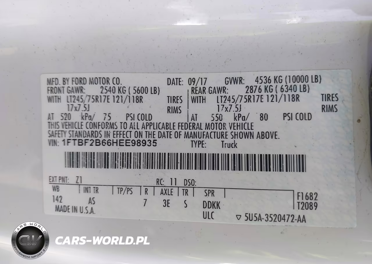 2017 Ford F-250 Xl VIN:1FTBF2B66HEE98935 - 9