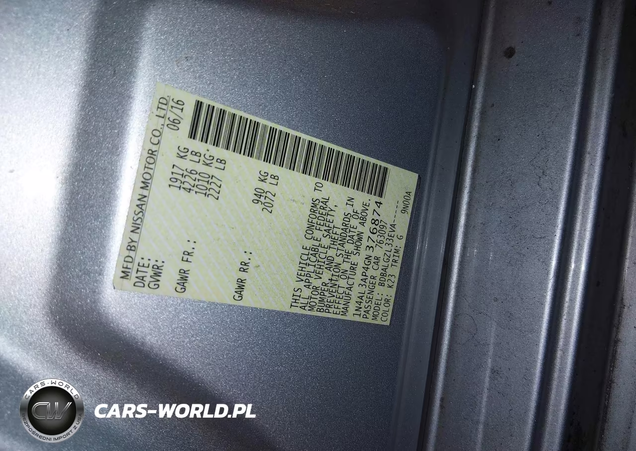 2016 Nissan Altima 2.5-2.5 S-2.5 Sl-2.5 Sr-2.5 Sv VIN:1N4AL3AP4GN376874 - 9