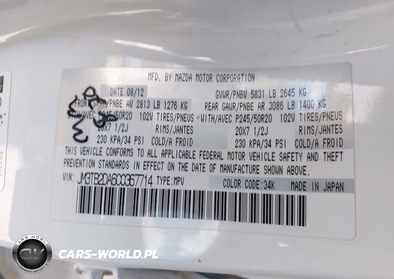 2012 Mazda Cx-9 Grand Touring VIN:JM3TB2DA6C0367714 - 9