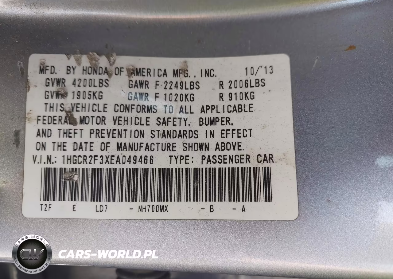 2014 Honda Accord Lx VIN:1HGCR2F3XEA049466 - 9
