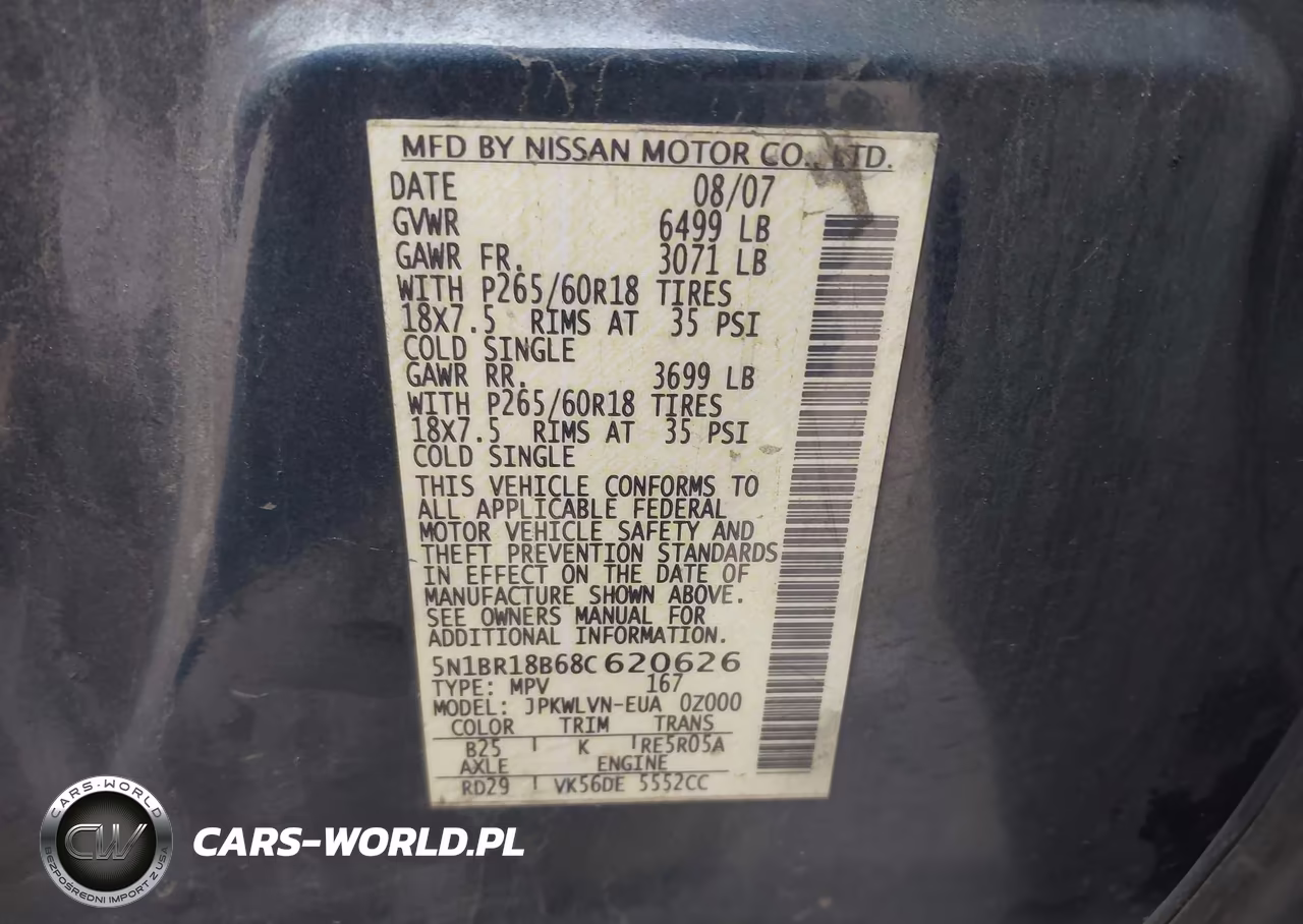 2008 Nissan Pathfinder Le V8 VIN:5N1BR18B68C620626 - 9