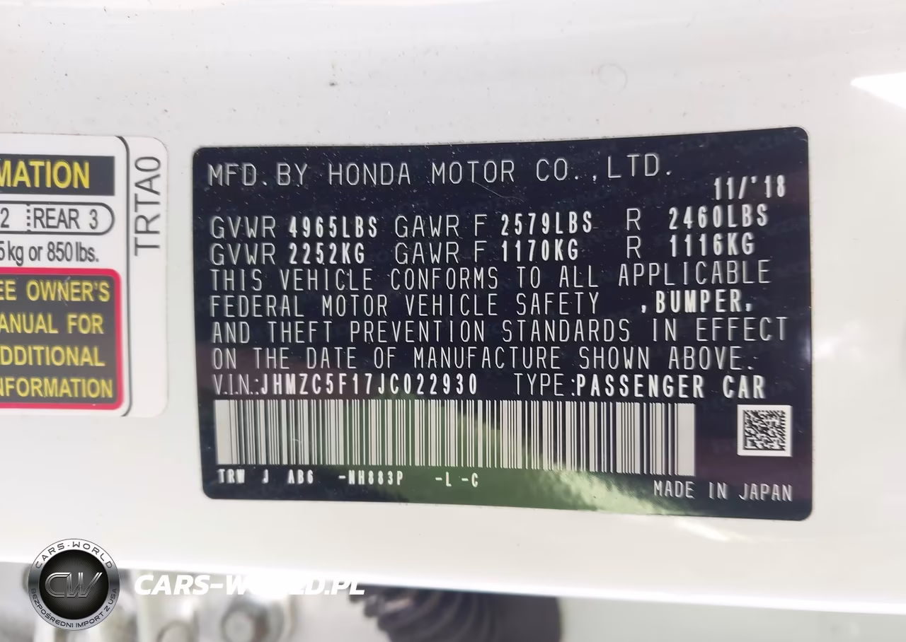 2018 Honda Clarity Plug-In Hybrid VIN:JHMZC5F17JC022930 - 9