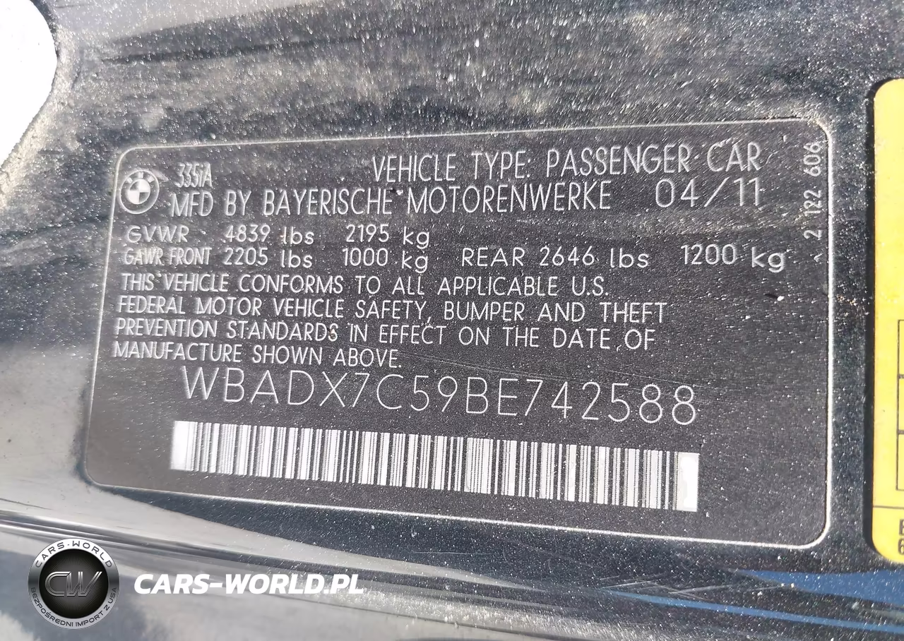 2011 BMW 335I VIN:WBADX7C59BE742588 - 9