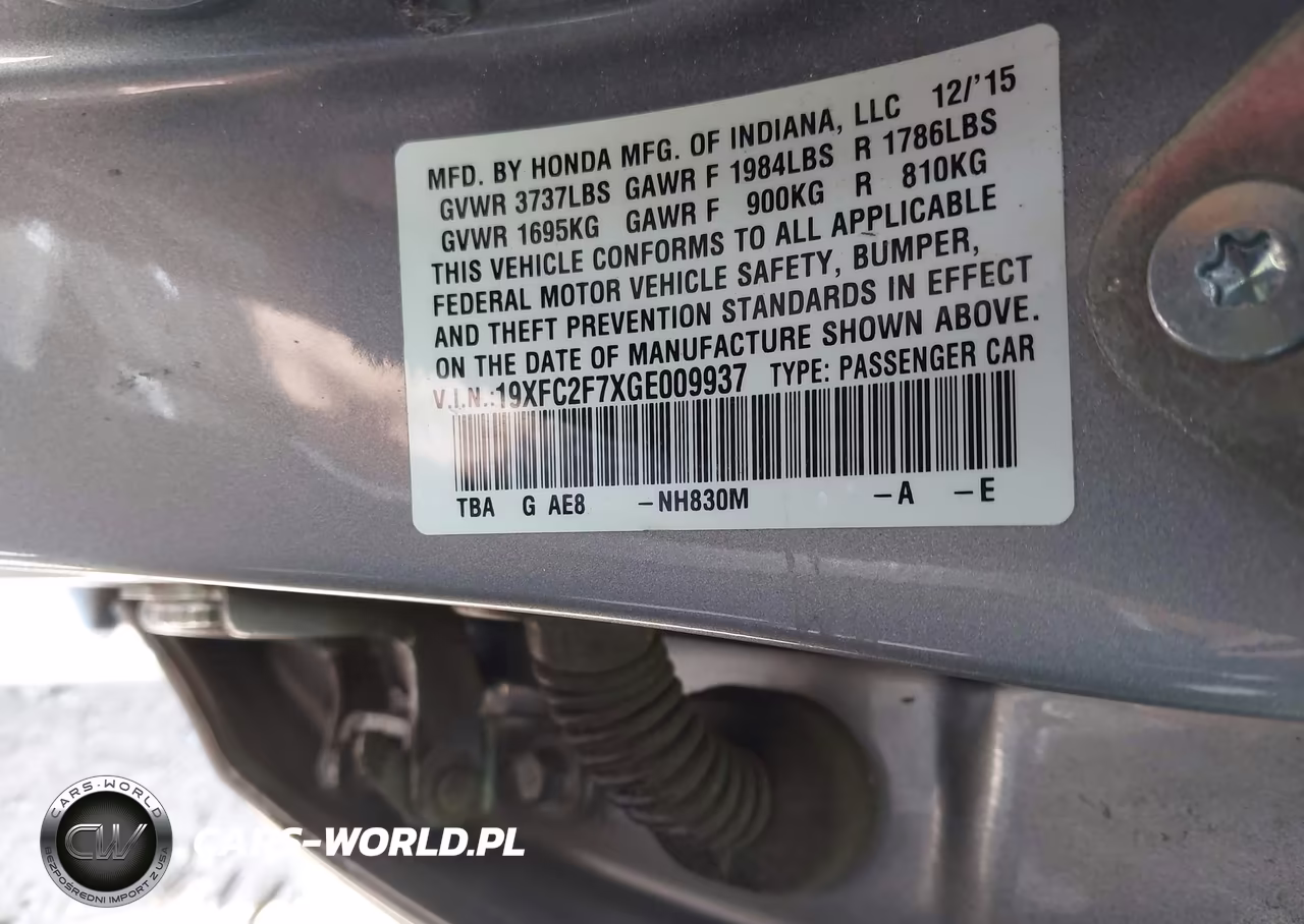 2016 Honda Civic Ex VIN:19XFC2F7XGE009937 - 9