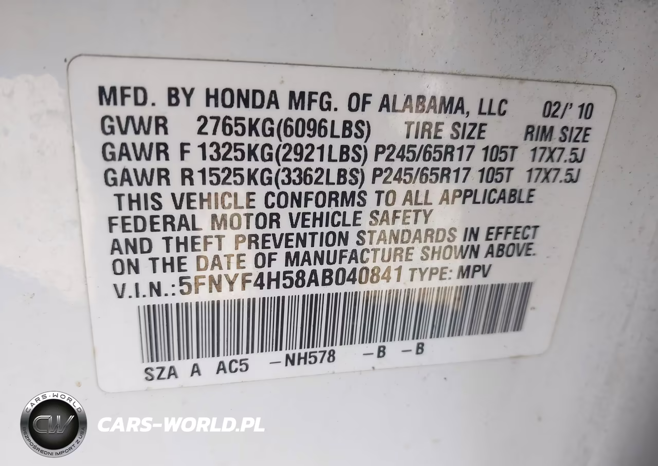 2010 Honda Pilot Ex-L VIN:5FNYF4H58AB040841 - 9