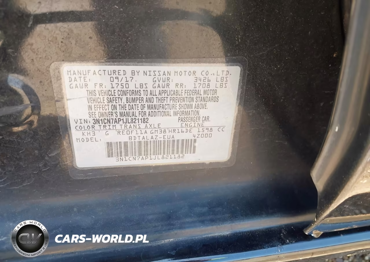 2018 Nissan Versa 1.6 S+ VIN:3N1CN7AP1JL821182 - 9