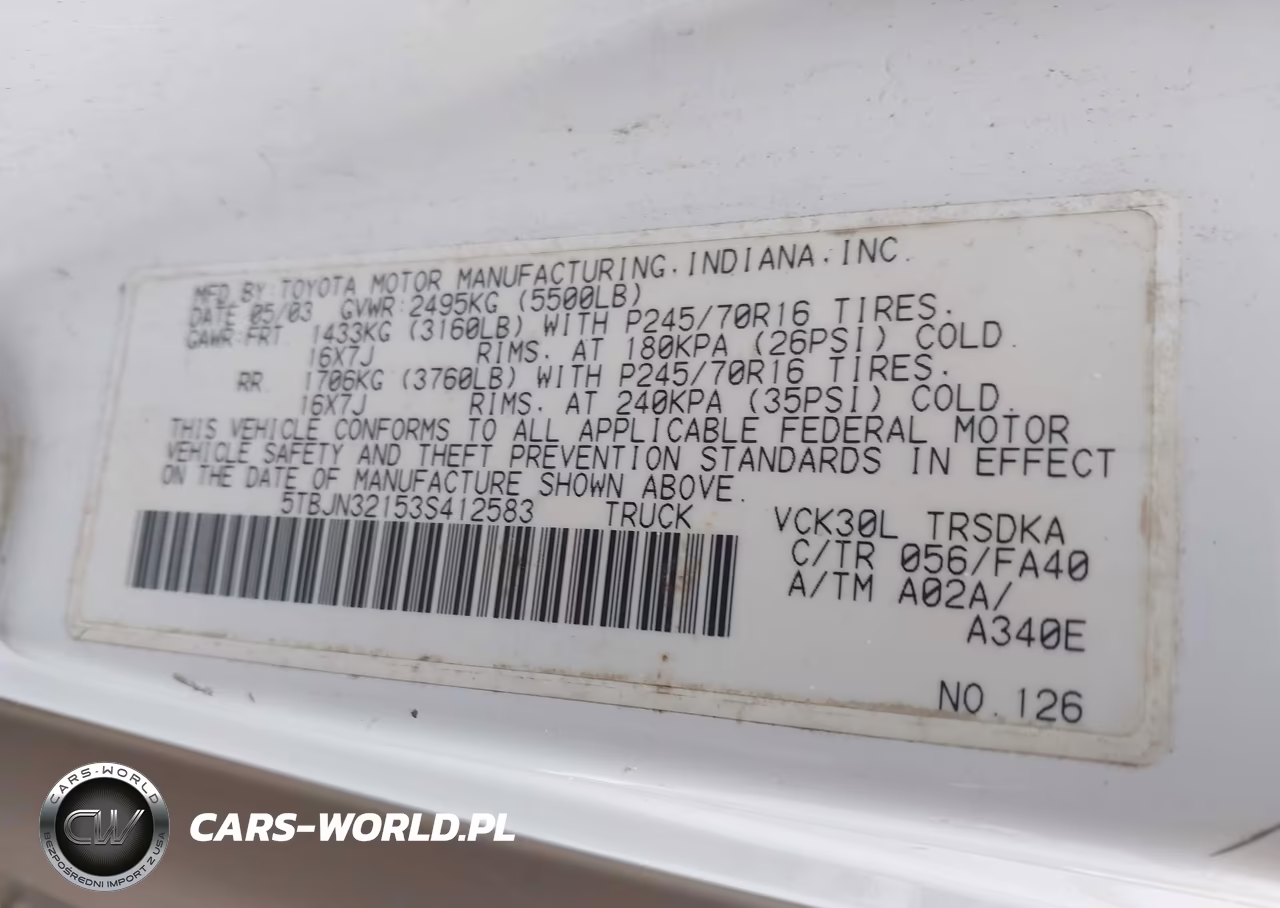 2003 Toyota Tundra VIN:5TBJN32153S412583 - 9