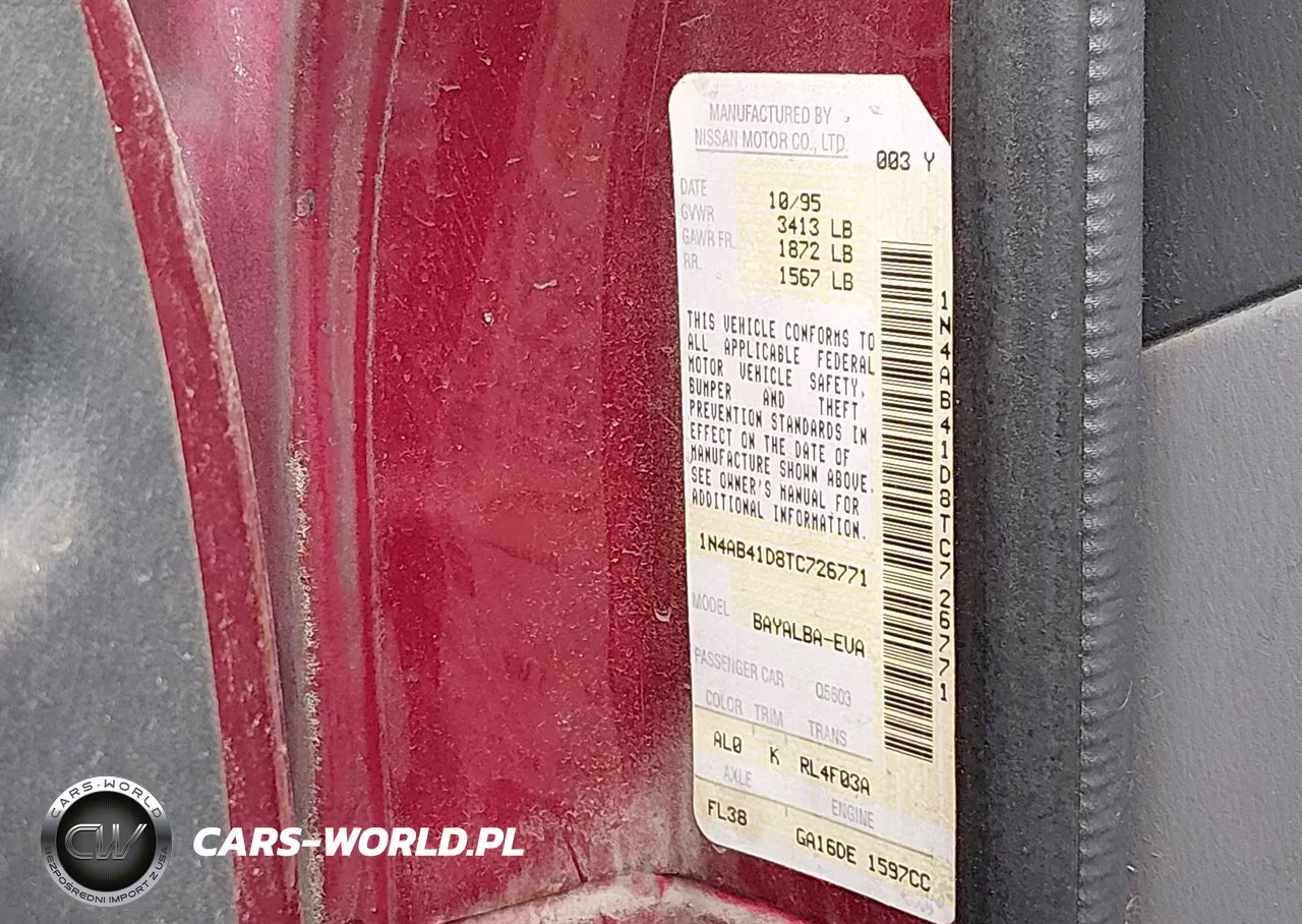 1996 Nissan Sentra E-Xe-Gxe-Gle VIN:1N4AB41D8TC726771 - 9