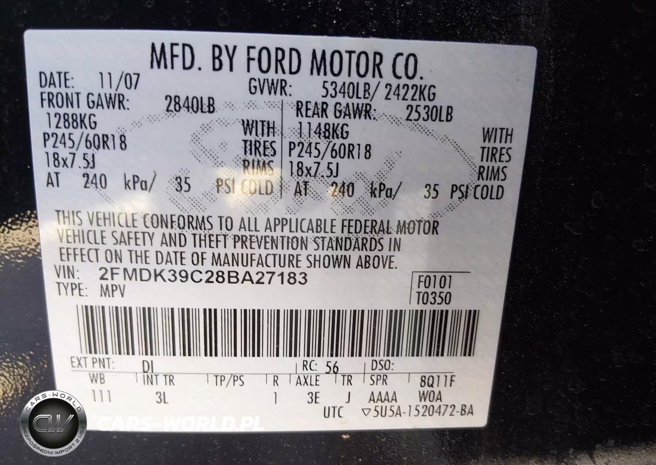 2008 Ford Edge Limited VIN:2FMDK39C28BA27183 - 9