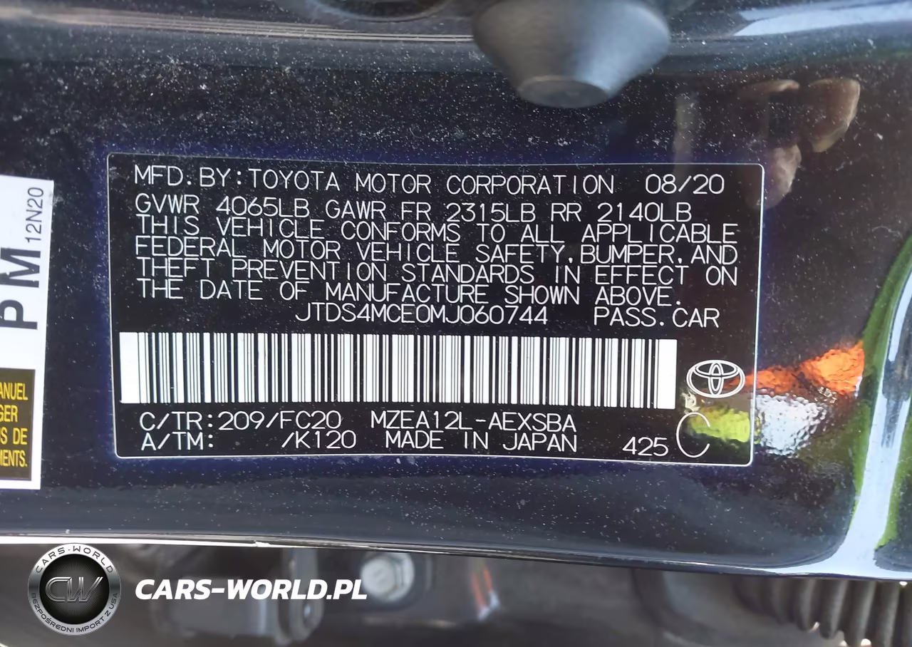 2021 Toyota Corolla Se VIN:JTDS4MCE0MJ060744 - 9