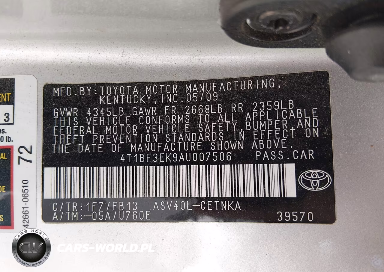 2010 Toyota Camry Le VIN:4T1BF3EK9AU007506 - 9