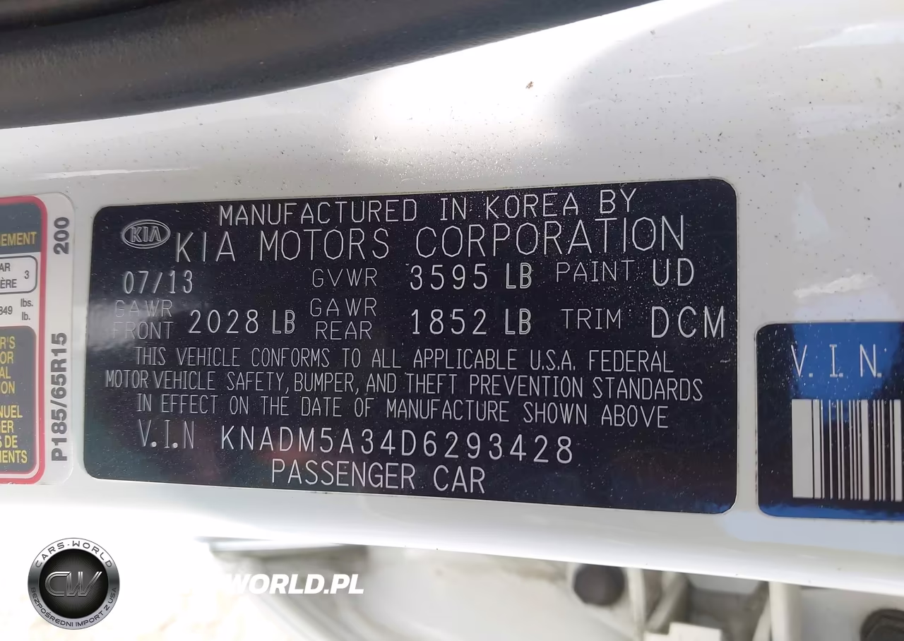 2013 Kia Rio Lx VIN:KNADM5A34D6293428 - 9