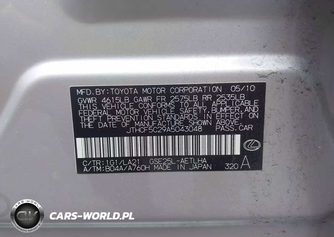 2010 Lexus Is 250 VIN:JTHCF5C29A5043048 - 9