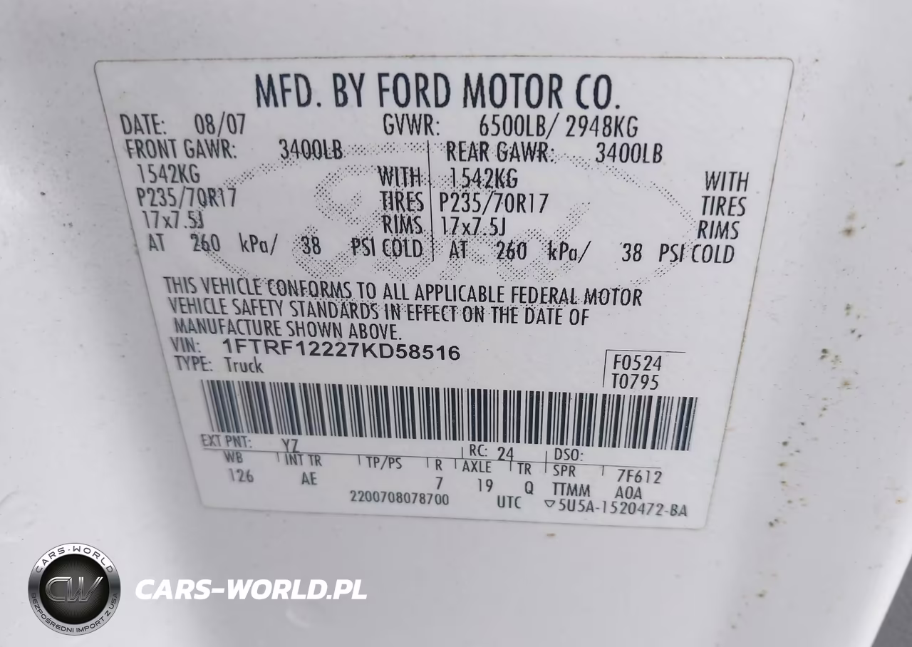 2007 Ford F-150 Stx-Xl-Xlt VIN:1FTRF12227KD58516 - 9