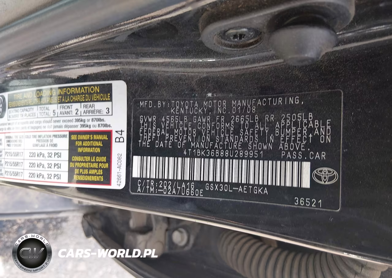 2008 Toyota Avalon Xls VIN:4T1BK36B88U289951 - 9