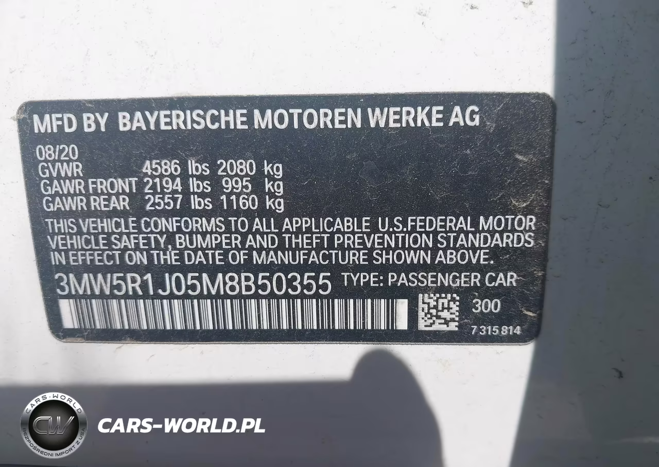 2021 BMW 330I VIN:3MW5R1J05M8B50355 - 9