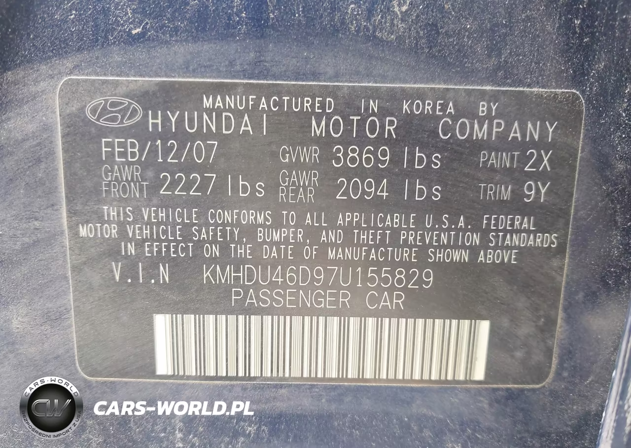 2007 Hyundai Elantra Gls-Limited-Se VIN:KMHDU46D97U155829 - 9