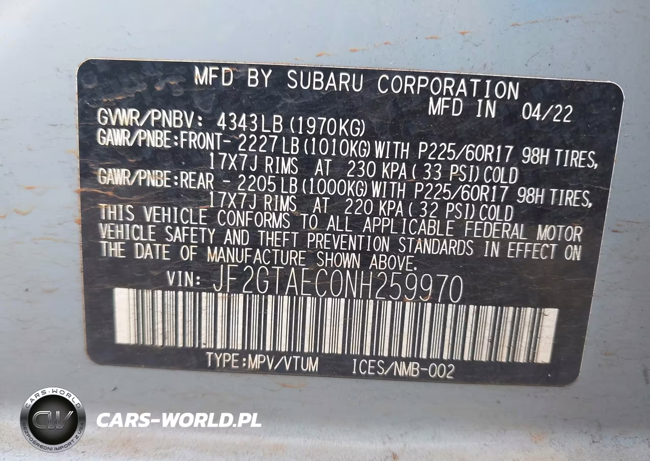 2022 Subaru Crosstrek Premium VIN:JF2GTAEC0NH259970 - 9