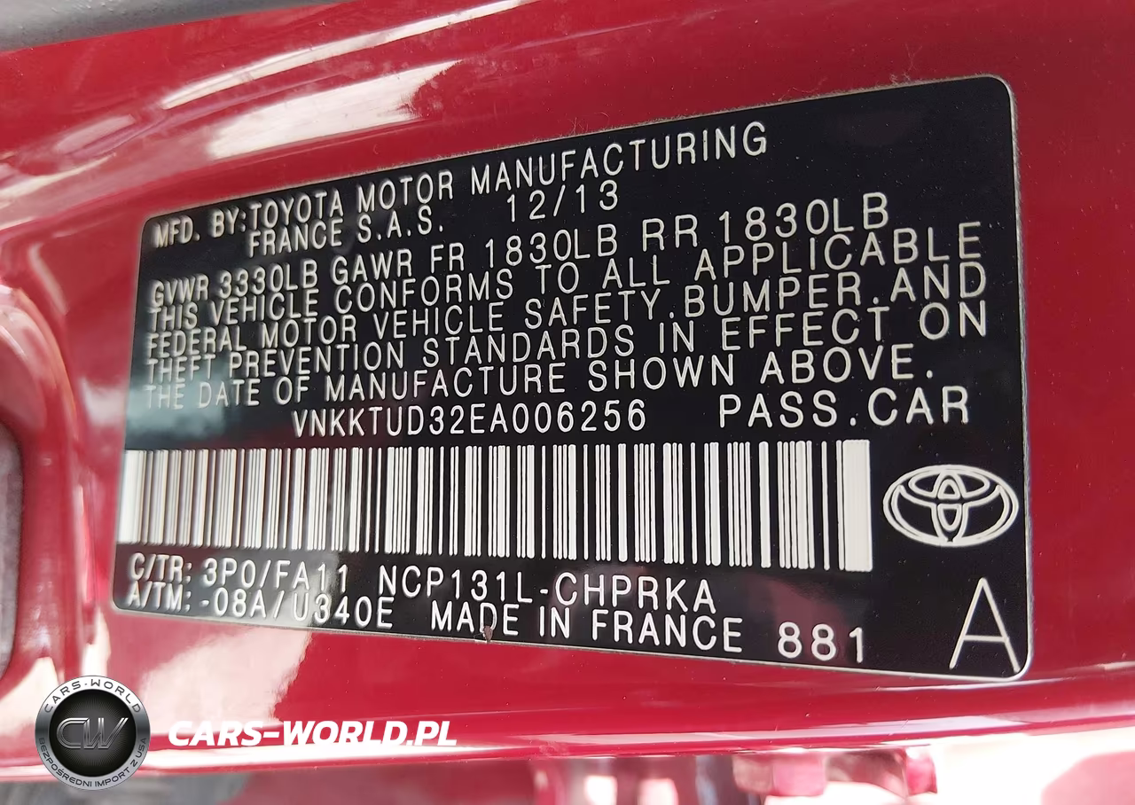 2014 Toyota Yaris L (Tmmf Plant) VIN:VNKKTUD32EA006256 - 9