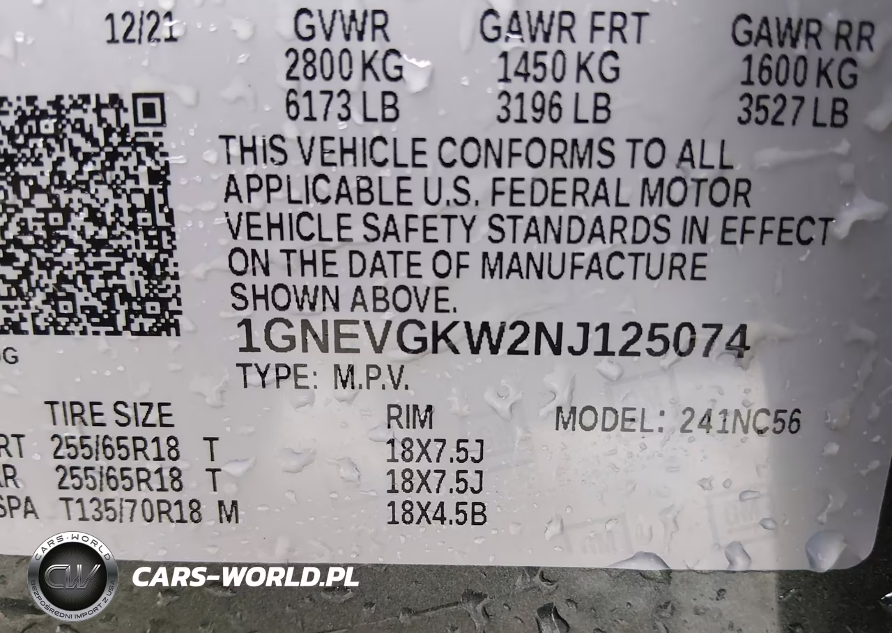 2022 Chevrolet Traverse Awd Lt Cloth VIN:1GNEVGKW2NJ125074 - 9
