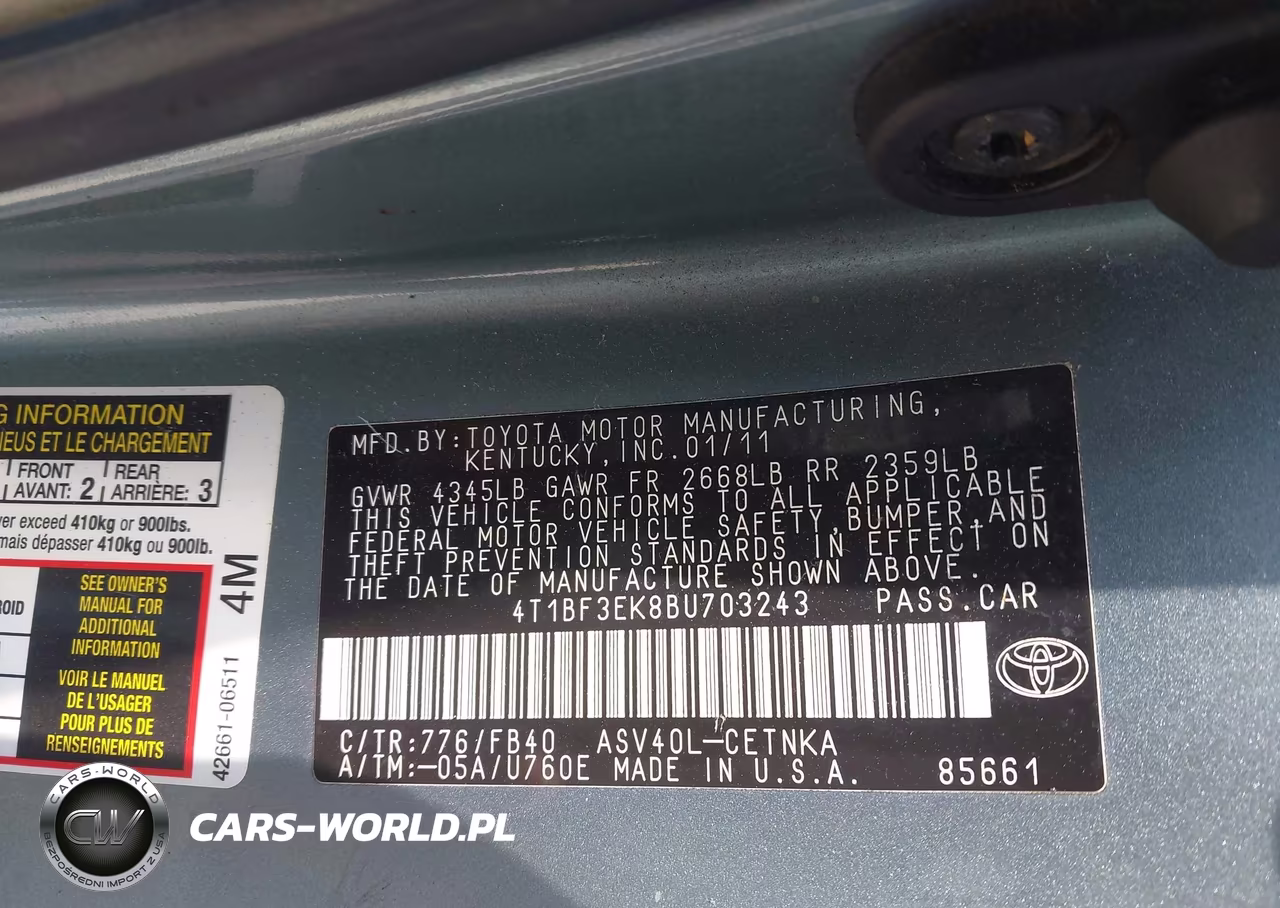 2011 Toyota Camry Le VIN:4T1BF3EK8BU703243 - 9