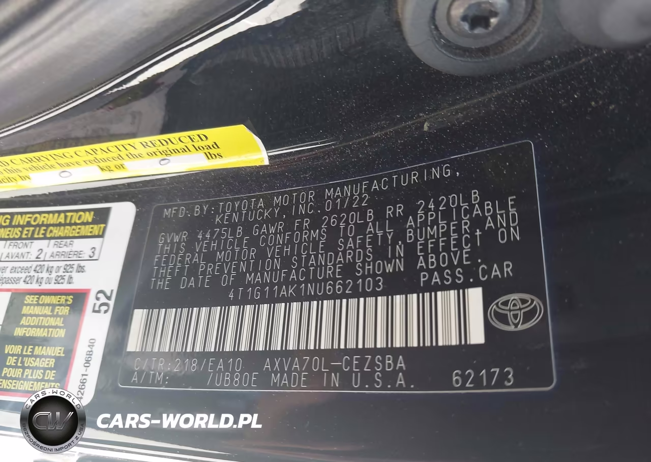 2022 Toyota Camry Se VIN:4T1G11AK1NU662103 - 9