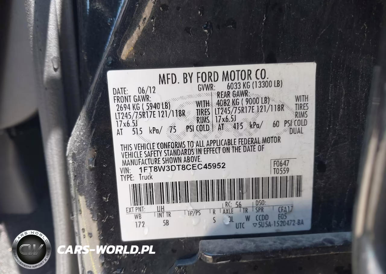 2012 Ford F-350 Lariat VIN:1FT8W3DT8CEC45952 - 8