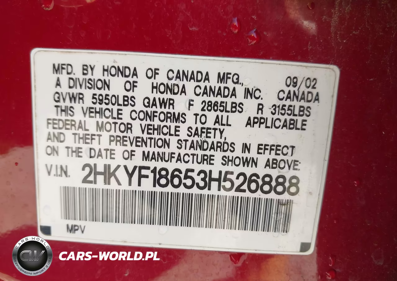 2003 Honda Pilot Ex-L VIN:2HKYF18653H526888 - 9