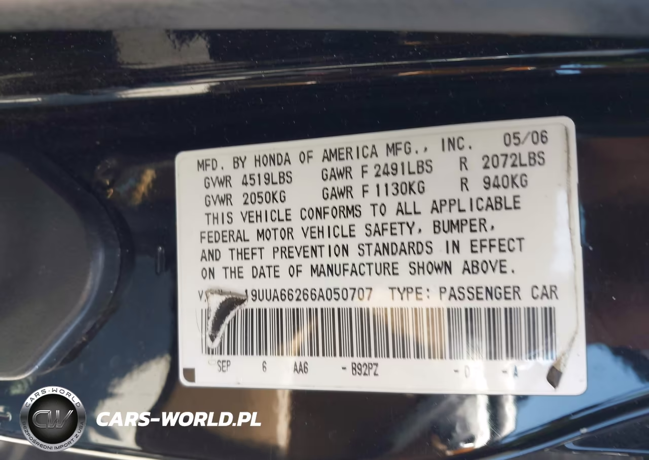 2006 Acura Tl VIN:19UUA66266A050707 - 9