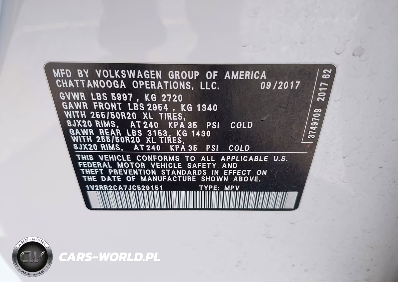 2018 Volkswagen Atlas 3.6L V6 Sel VIN:1V2RR2CA7JC529151 - 9