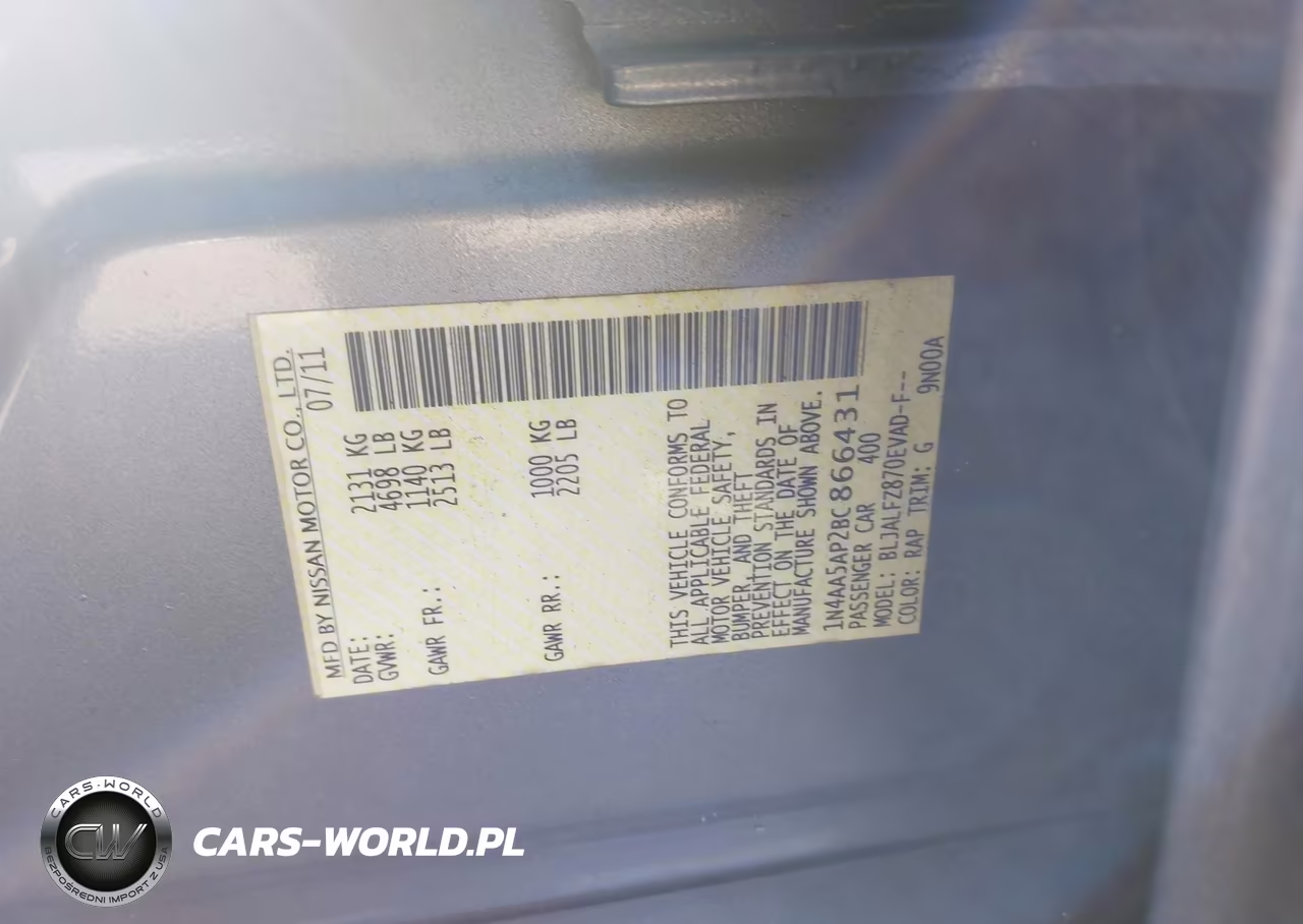 2011 Nissan Maxima 3.5 Sv VIN:1N4AA5AP2BC866431 - 9