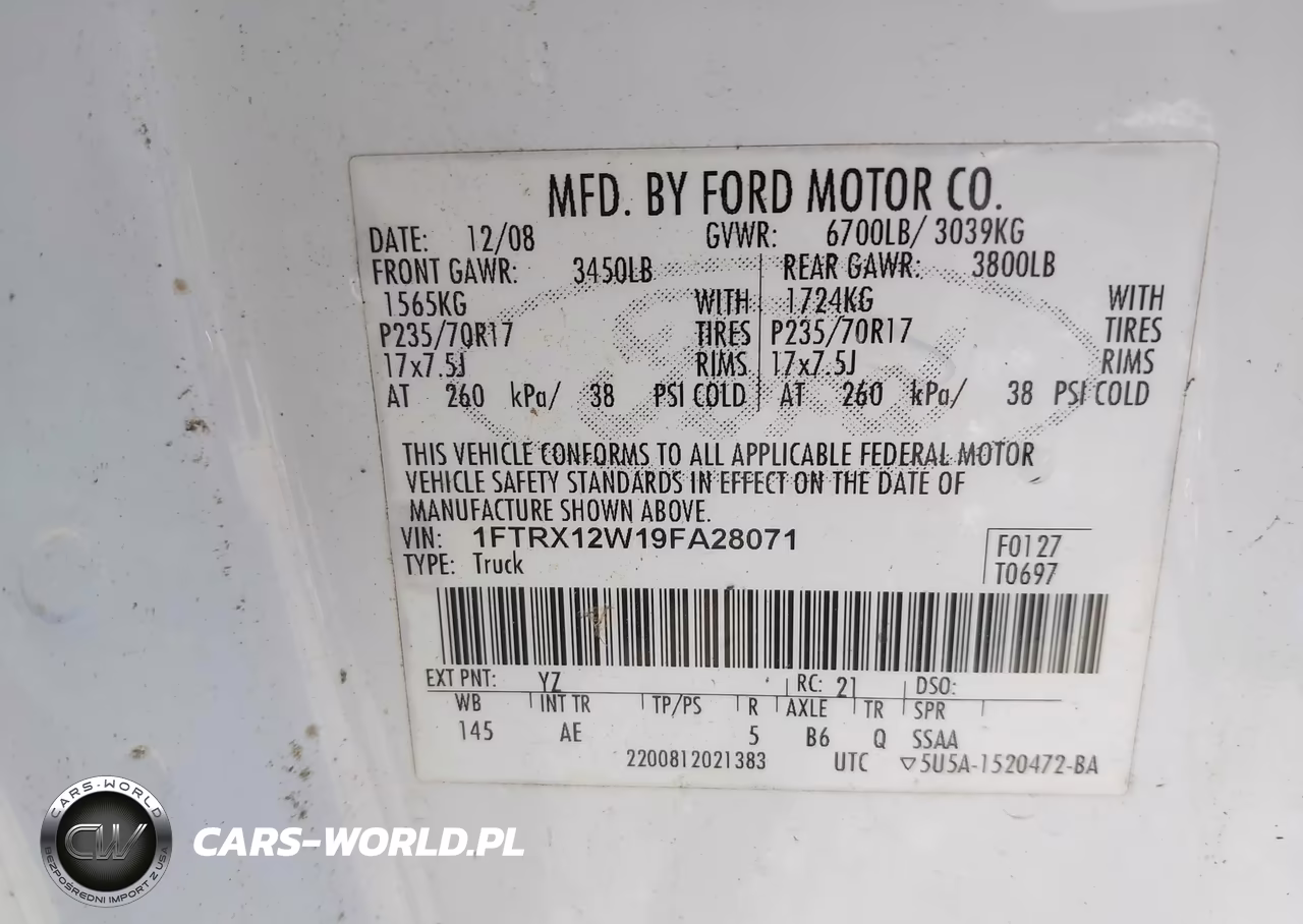2009 Ford F-150 Stx-Xl VIN:1FTRX12W19FA28071 - 9