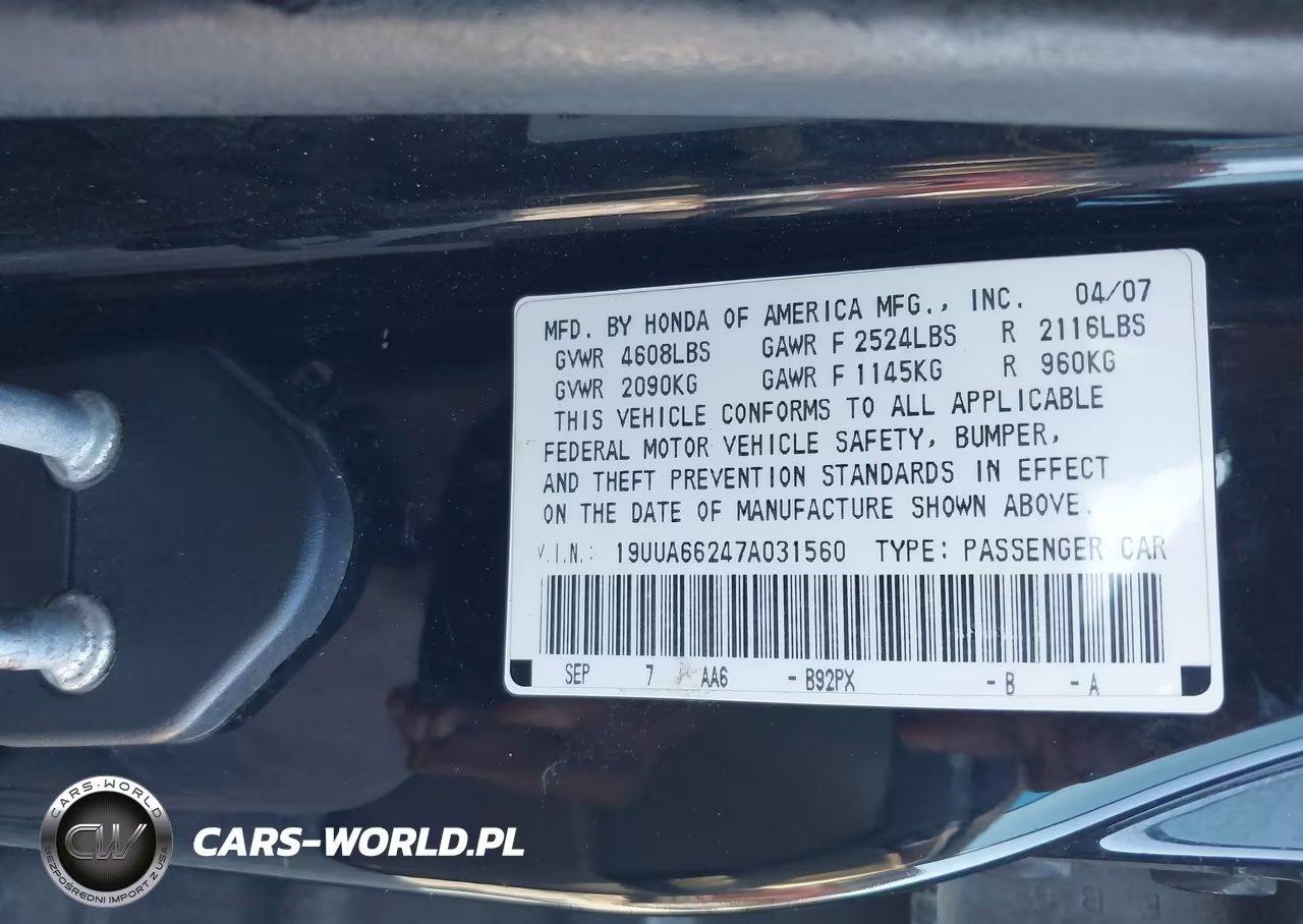 2007 Acura Tl 3.2 VIN:19UUA66247A031560 - 9