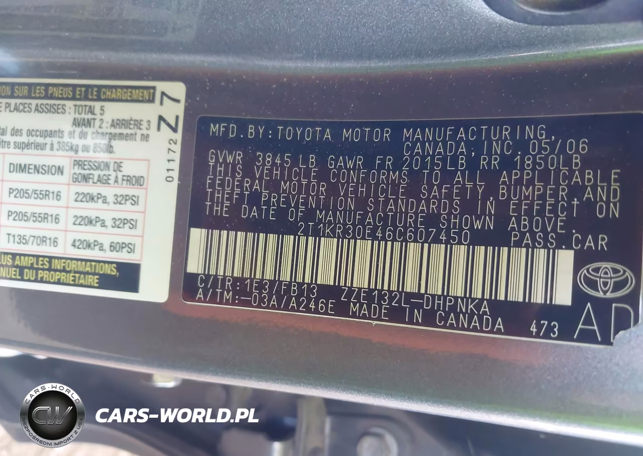 2006 Toyota Matrix Xr VIN:2T1KR30E46C607450 - 9