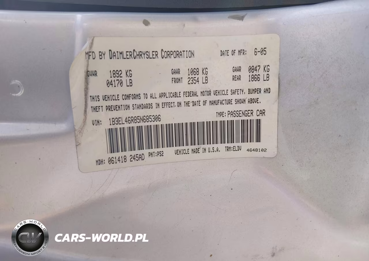 2005 Dodge Stratus Sxt VIN:1B3EL46R85N685306 - 9