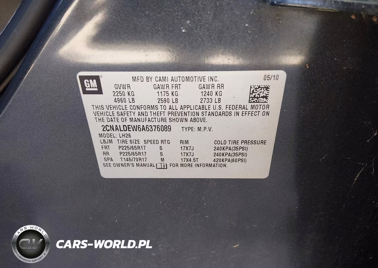 2010 Chevrolet Equinox Lt VIN:2CNALDEW6A6376089 - 9
