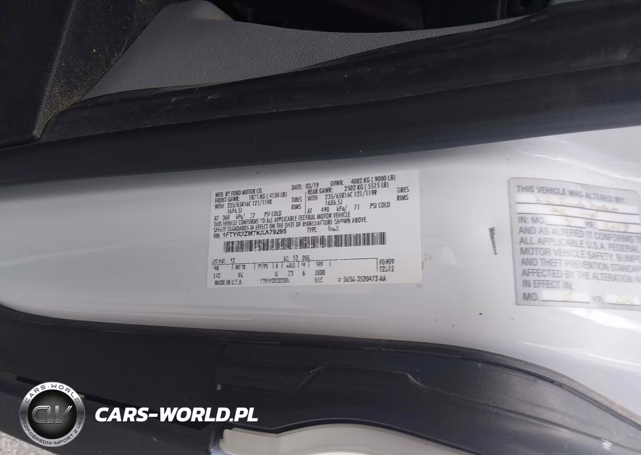 2019 Ford Transit-250 VIN:1FTYR2ZM7KKA79295 - 9