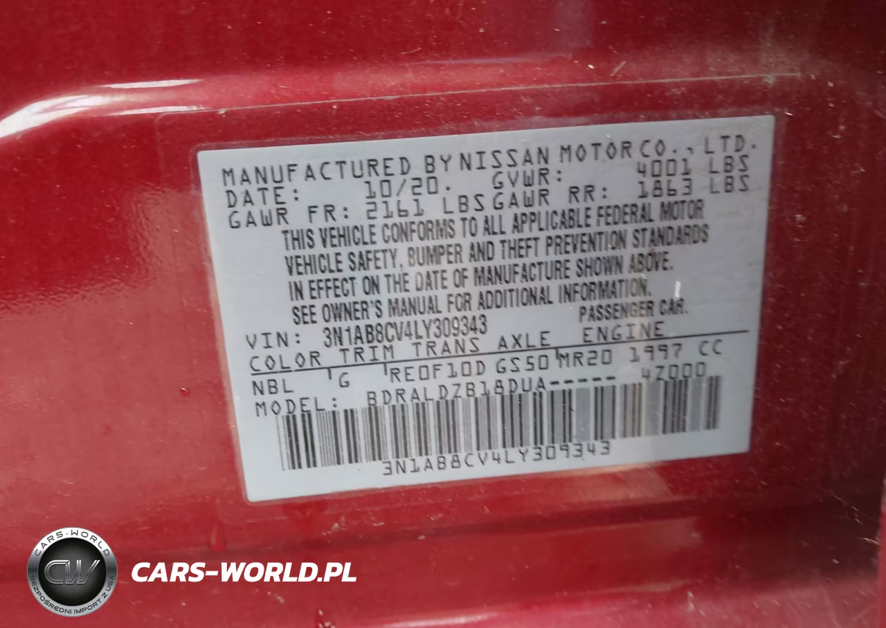 2020 Nissan Sentra Sv Xtronic Cvt VIN:3N1AB8CV4LY309343 - 9