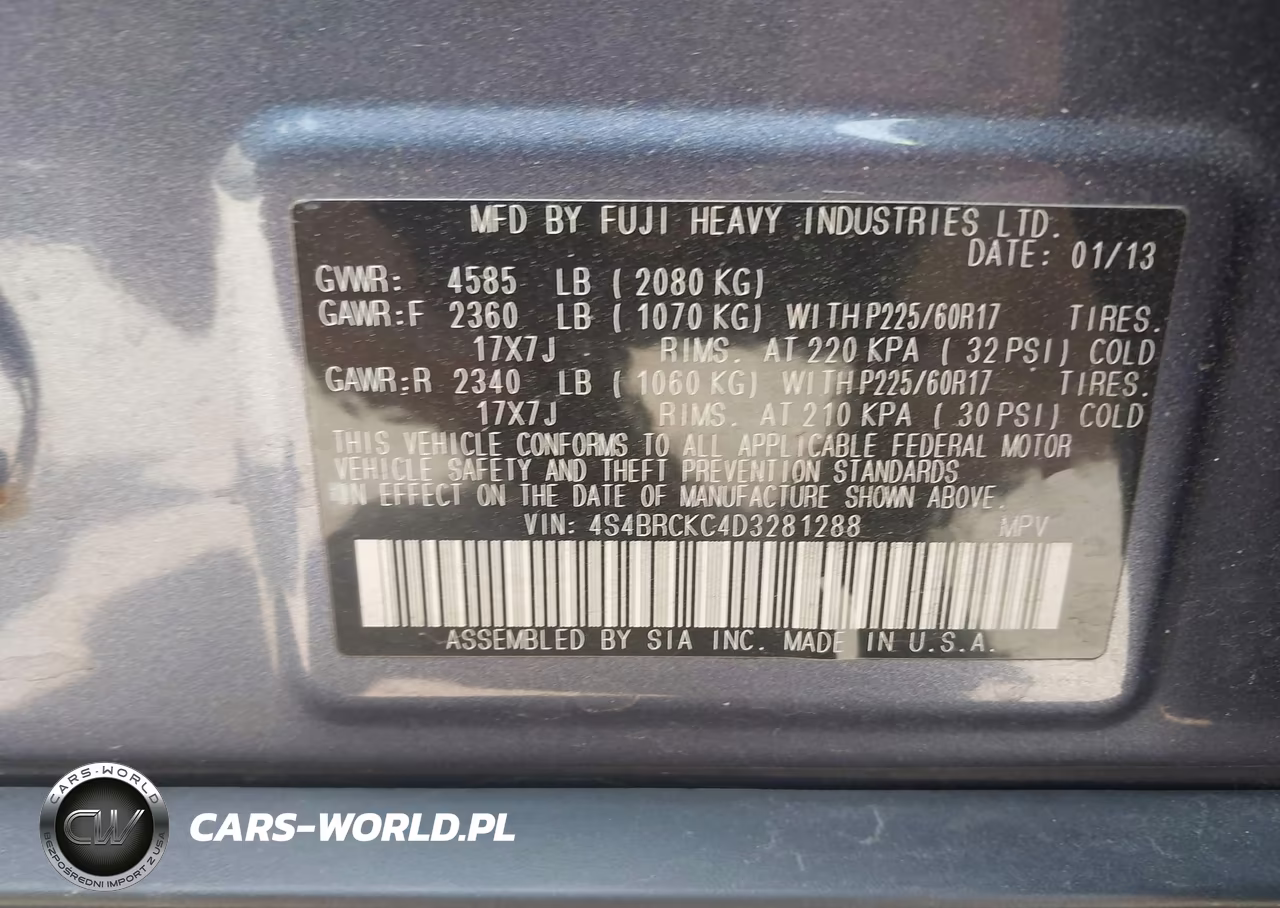 2013 Subaru Outback 2.5I Limited VIN:4S4BRCKC4D3281288 - 9