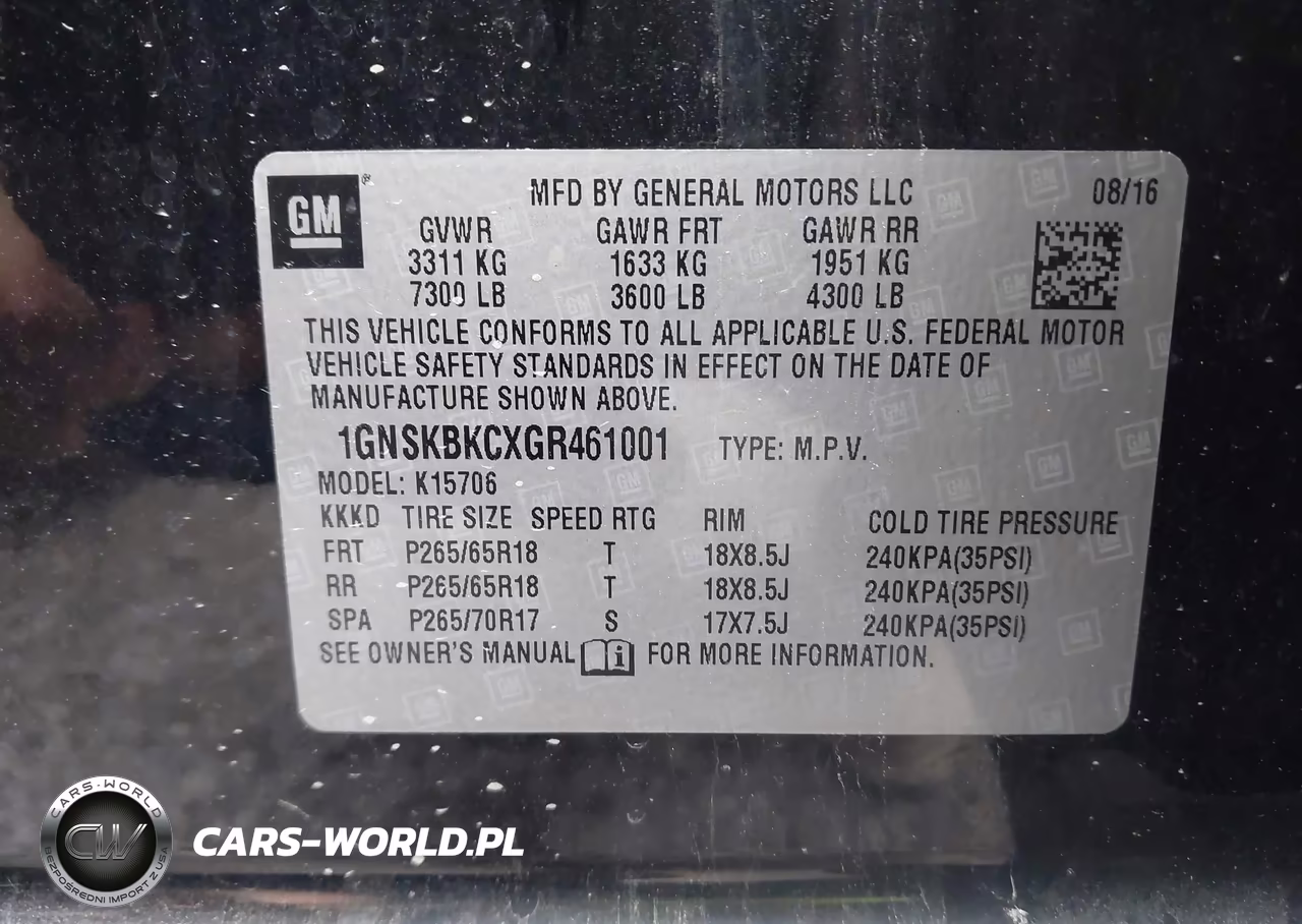 2016 Chevrolet Tahoe Lt VIN:1GNSKBKCXGR461001 - 9