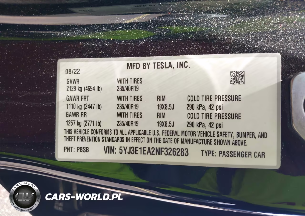 2022 Tesla Model 3 Rear-Wheel Drive VIN:5YJ3E1EA2NF326283 - 9