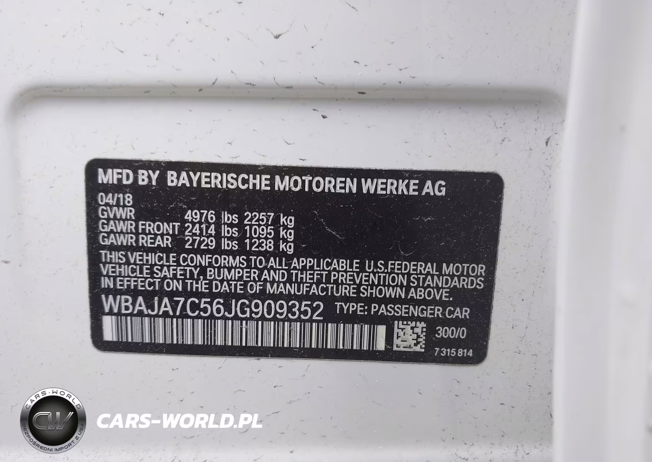 2018 BMW 530I xDrive VIN:WBAJA7C56JG909352 - 9