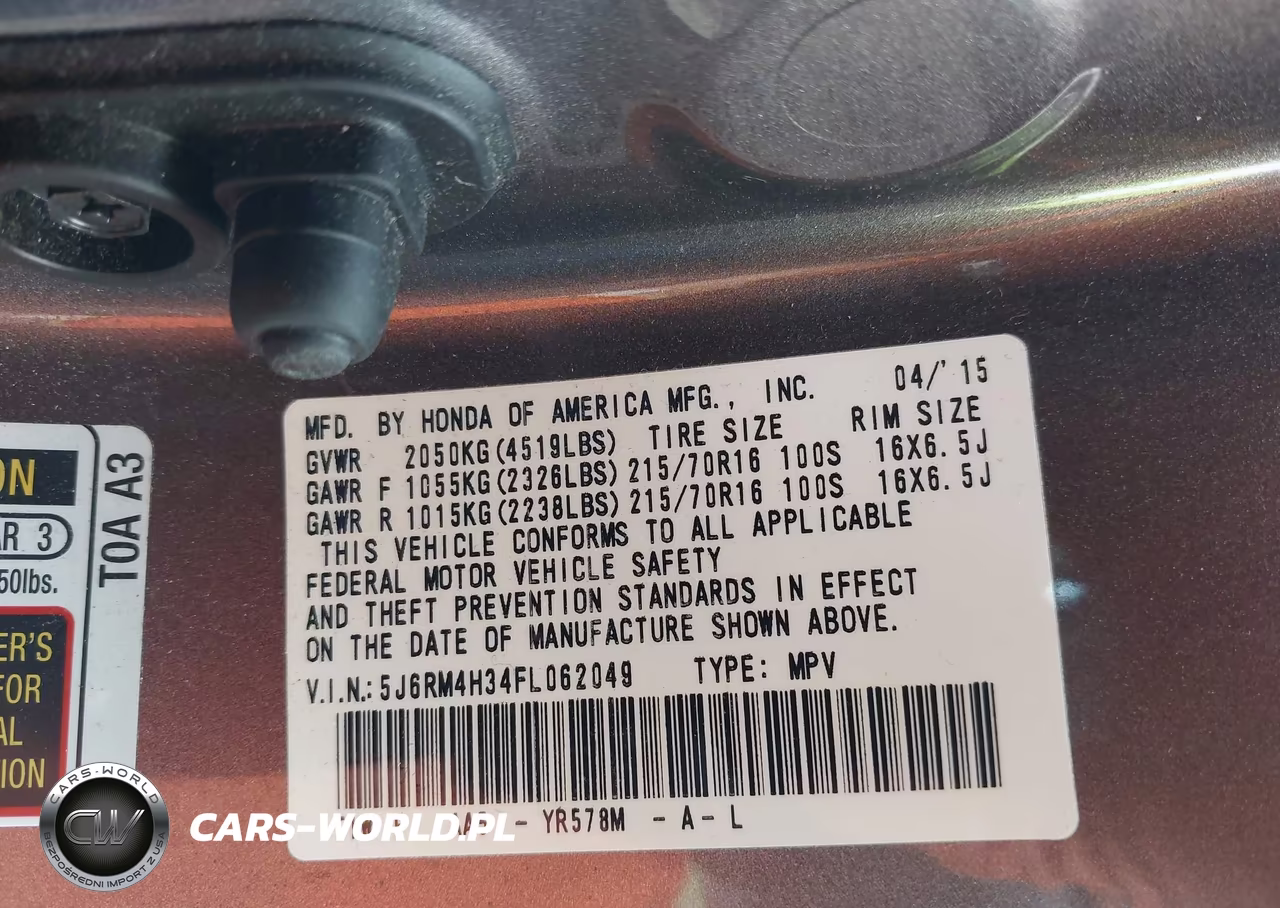 2015 Honda Cr-V Lx VIN:5J6RM4H34FL062049 - 9