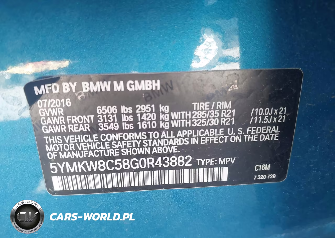 2016 BMW X6 M VIN:5YMKW8C58G0R43882 - 9