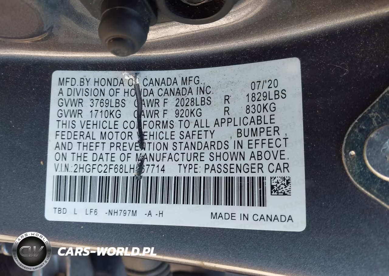 2020 Honda Civic Lx VIN:2HGFC2F68LH567714 - 9