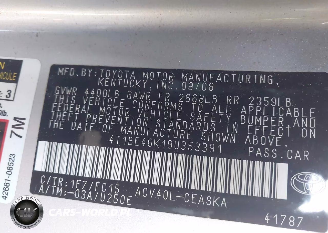 2009 Toyota Camry Se VIN:4T1BE46K19U353391 - 9