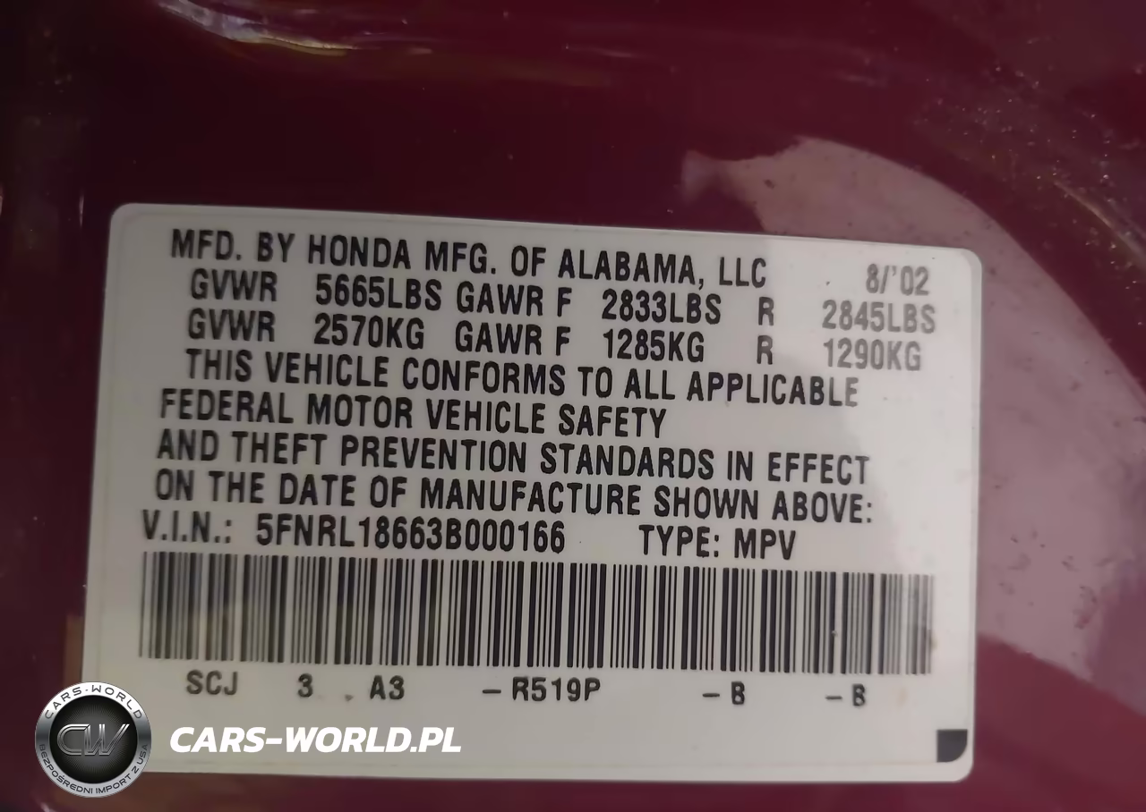 2003 Honda Odyssey Ex VIN:5FNRL18663B000166 - 9