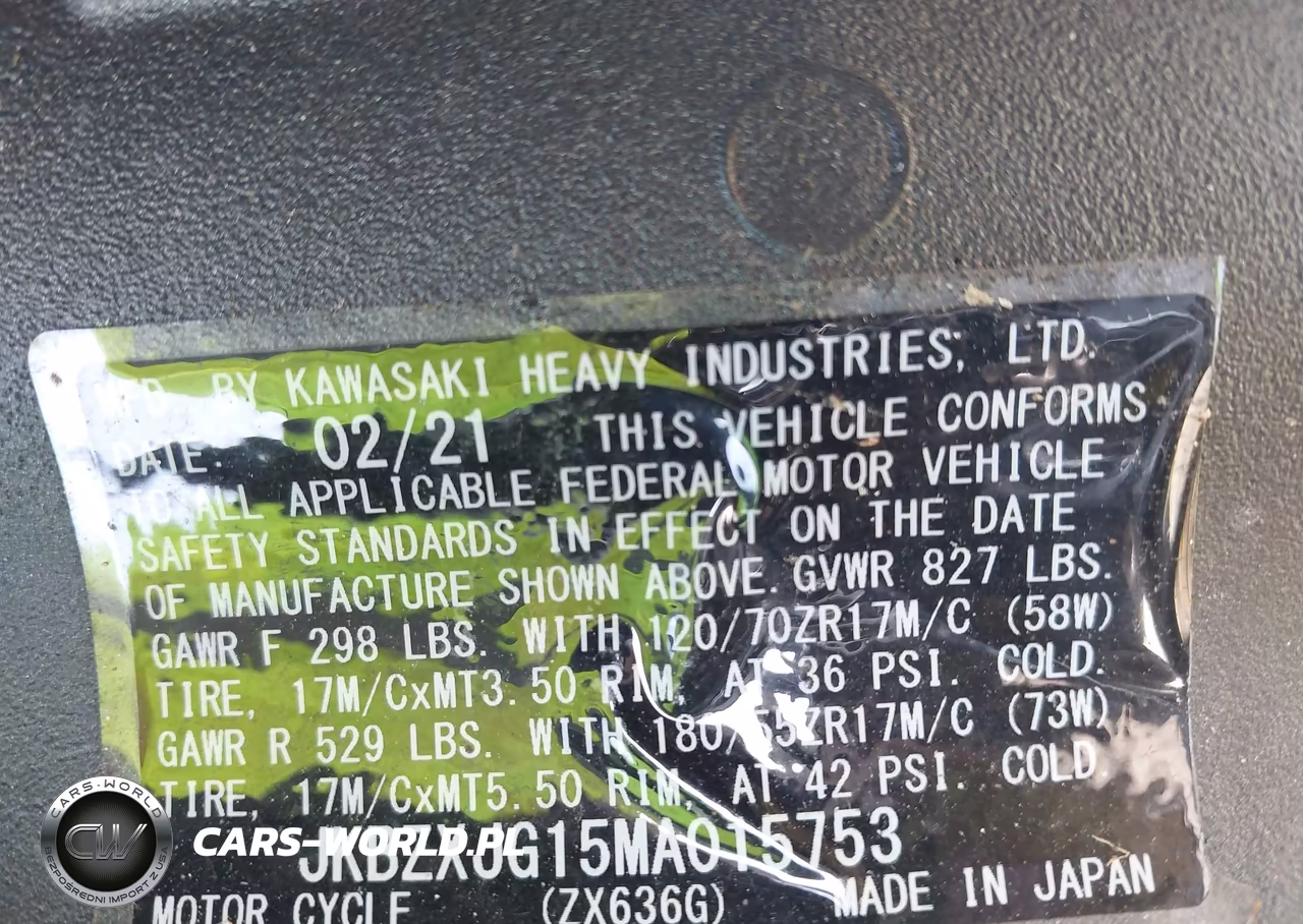 2021 Kawasaki Zx636 K VIN:JKBZXJG15MA015753 - 10