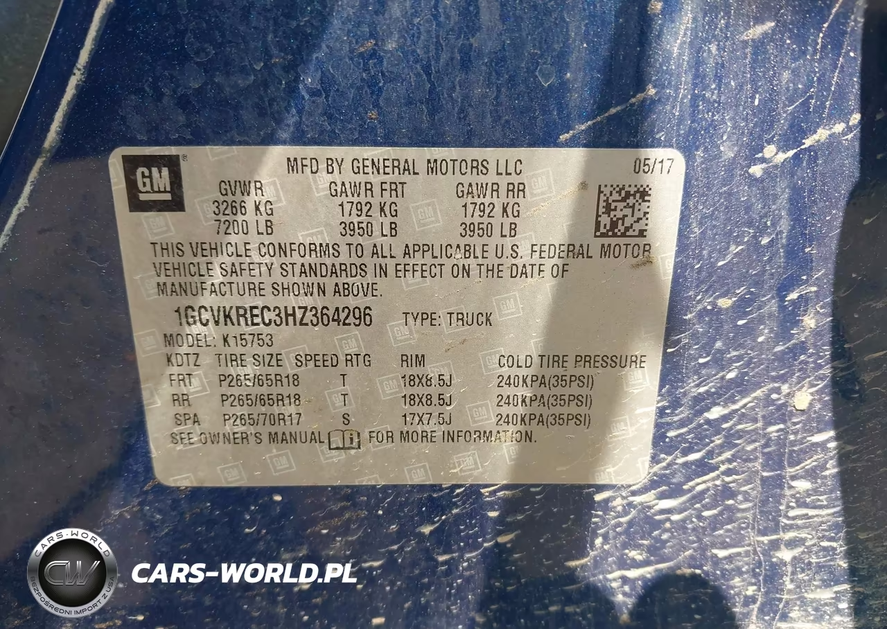 2017 Chevrolet Silverado 1500 2Lt VIN:1GCVKREC3HZ364296 - 9